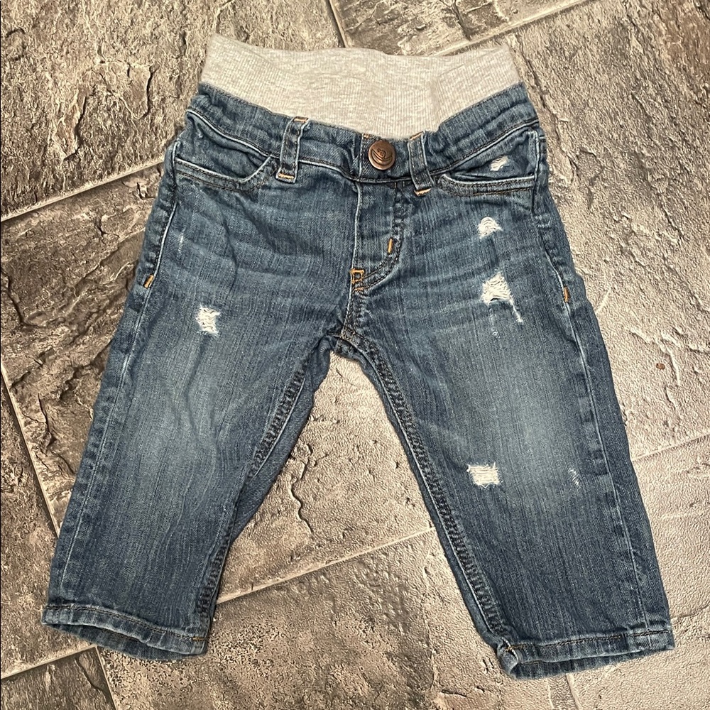 HOONANA Kids Soft Denim Jeans w Stretchy Gray Fleece Waistband 24 Months